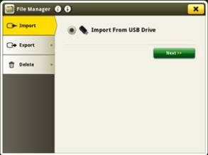1. Screen to import using USB