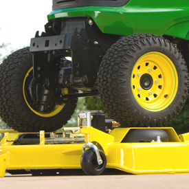 X758 Tractor driving onto high-capacity mower deck