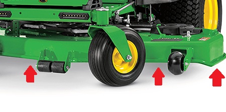 Reinforced leading edge and trim side of mower deck