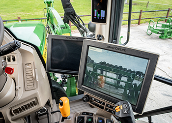 Tractor showing the loader camera image