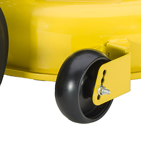 Las ruedas de la plataforma de corte tiene un anclaje doble para una mayor durabilidad