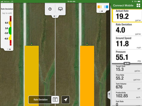 Connect Mobile comparison map lets users compare two quality layers at once for planting and spraying