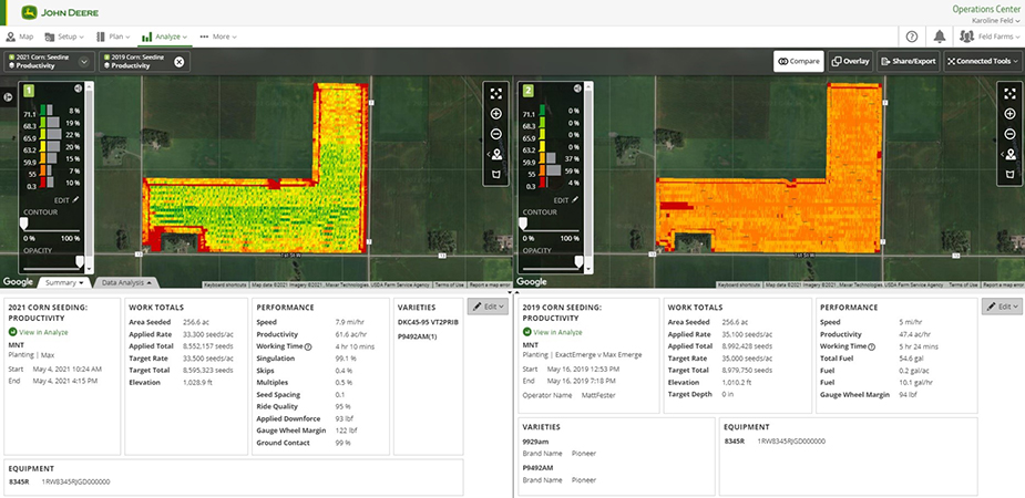 Quickly analyze past work in John Deere Operations Center™ application
