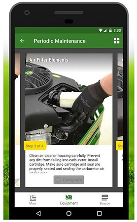 Equipment Mobile maintenance screen
