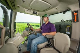 A relaxed operator using AutoTrac RowSense software in an R4038