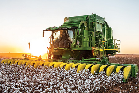 CS770 harvesting cotton with SH12F Header