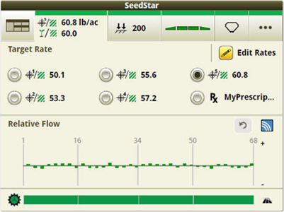 SeedStar run page showing four sections and prescription (Rx) seeding