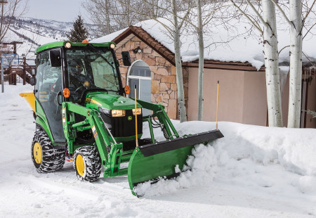 Heated cab is ideal for cold weather chores