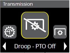Load control droop (power take-off [PTO] on) settings in cornerpost display
