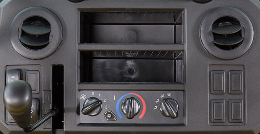 HVAC controls and vents on the dash