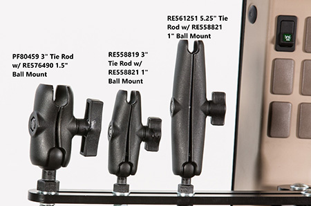 Illustration de barres d’accouplement et de supports de rotule sur l’équipement RE343680