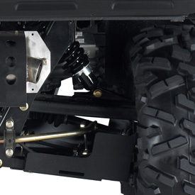 Détail de la suspension arrière du véhicule utilitaire XUV