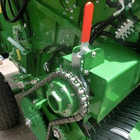 Rotor rotation can be easily unclutched from rest of the baler