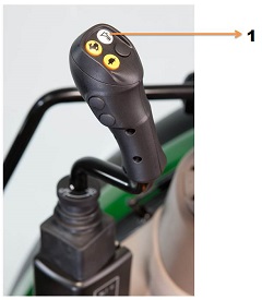 Loader suspension button on the mechanical joystick