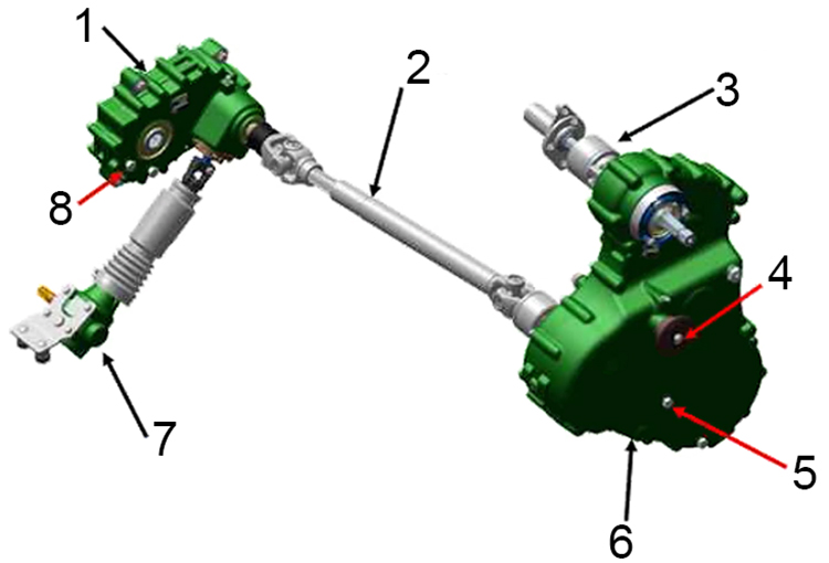 Parts of the two-speed center feed section