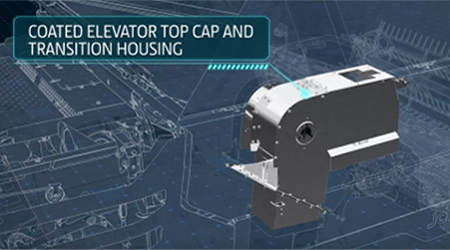 Coated elevator top and cap and transition housing