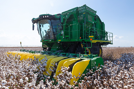 CS770 harvesting cotton with SH12R Header