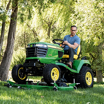 X739 Tractor driving onto high-capacity mower deck