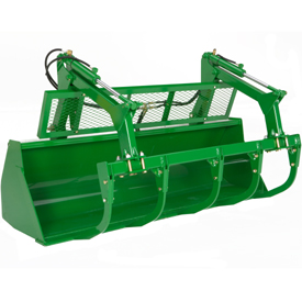 Five-tine round bale/silage grapple with grille