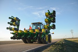 1715 12-Row Vertical-Fold Planter in transport