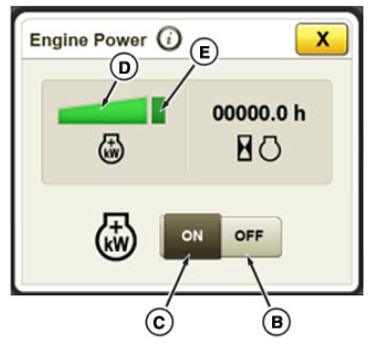 IPM settings in CommandCenter display include Power Management off toggle (B) and Power Management on toggle (C)