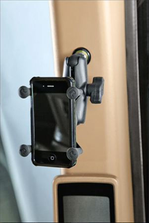 Smartphone mounted on cornerpost