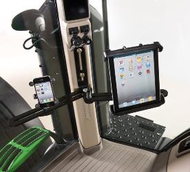 Mounting bracket with cell phone and tablet mount