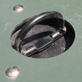 Close-up of internal tie-down