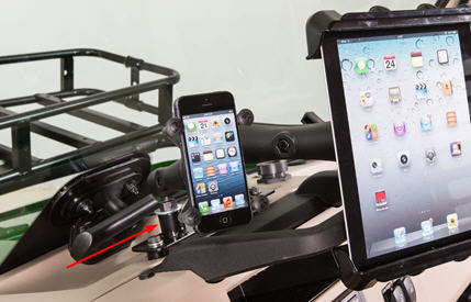 Accessory mounting bracket (shown with tablet and cell phone mount)