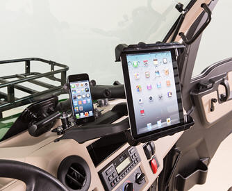 Tablet mount â€“ upper mount location  (shown with cell phone mount â€“ sold separately) 