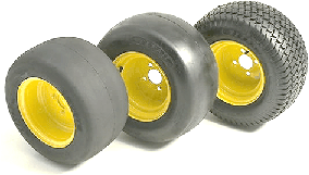 Opções de pneus lisos e para relvados ilustradas