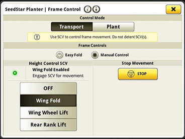 Opción de control manual en SeedStar 4HP